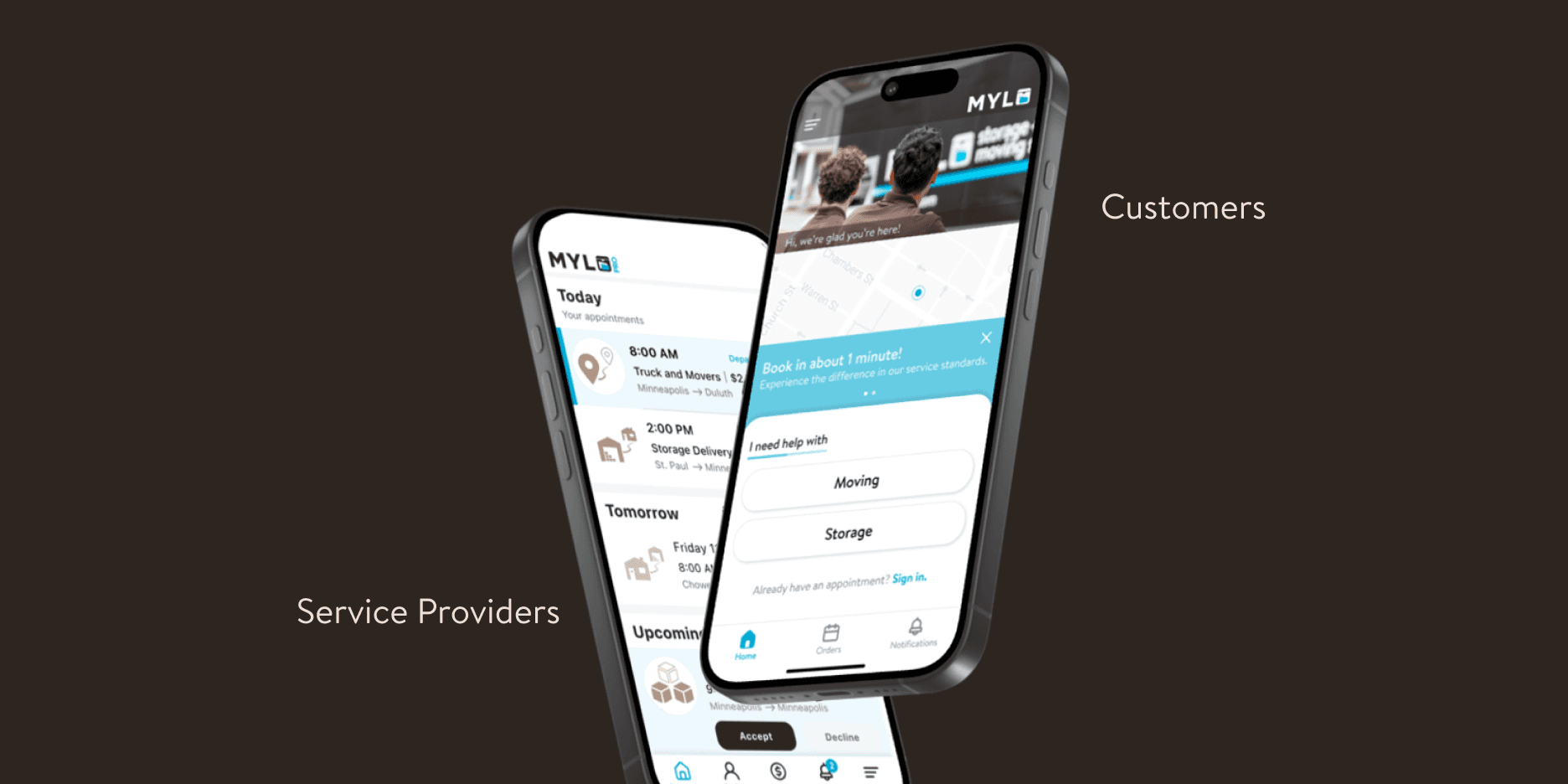 The MYLO customer and pro apps